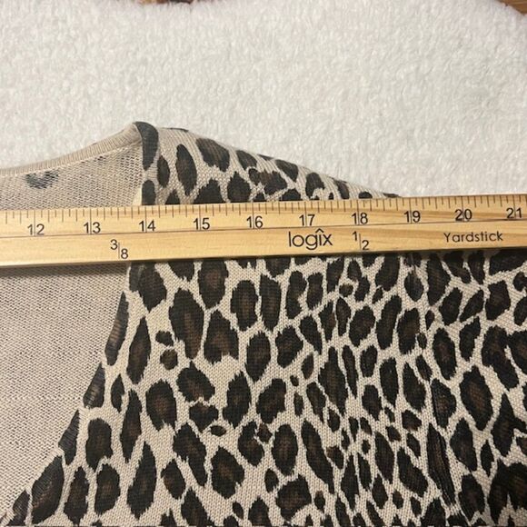 VINTAGE SIDEFFECTS Brown Cream Leopard Print Full Zip Padded Cardigan Size XL - Picture 10 of 12